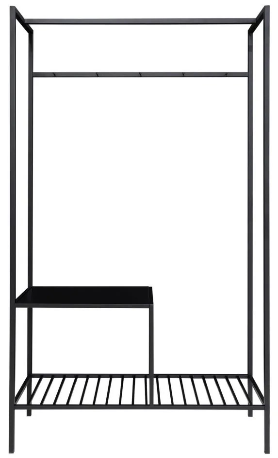 Vita ruhataró állvány, 2 polc, fekete, fekete váz 101x38x170 cm