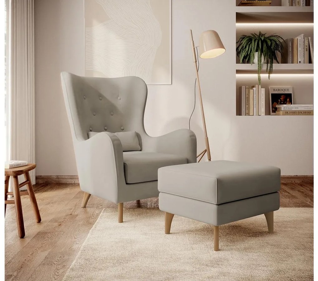 Fotel Calimero I (szürkés bézs + bükk). 1099347