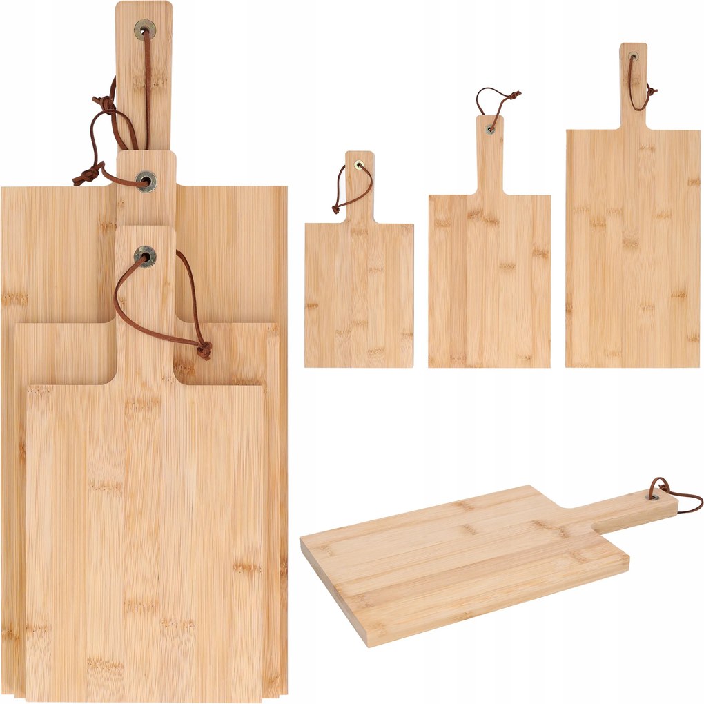 Bambusz vágódeszka szett 3 db-os zöldség- és húskenyérhez