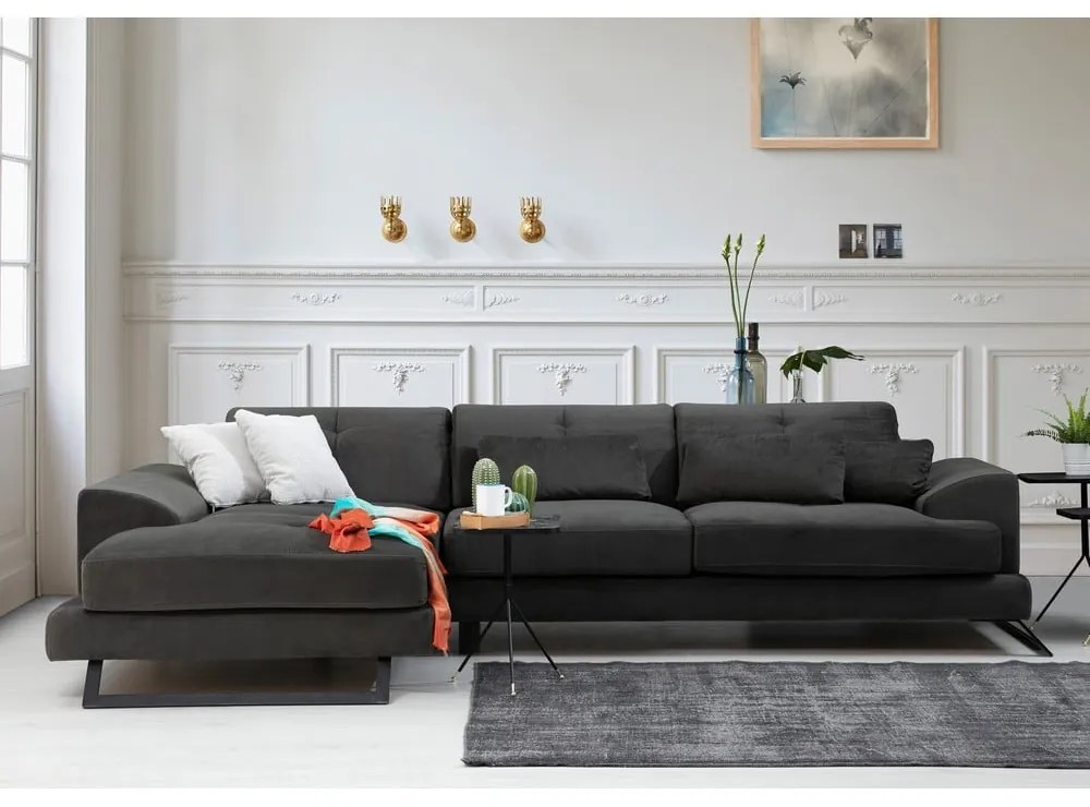 Sötétszürke sarokkanapé (bal oldali) Frido – Balcab Home