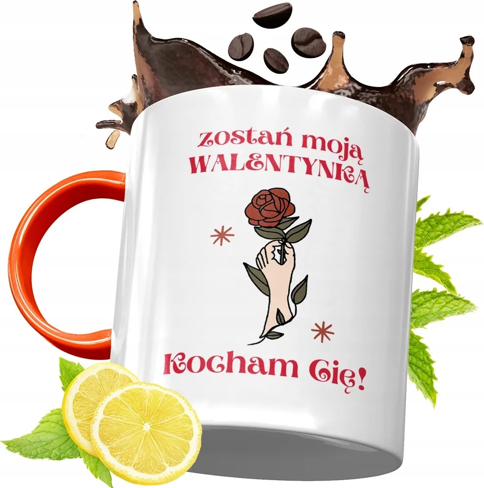 Narancssárga Bögre Valentin Napra Lányoknak, fényképes nyomattal