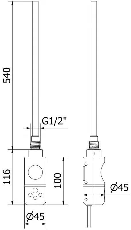 Mexen Pluton, elektromos fűtőelem 1200x500 mm + fűtőrúd 600 W, fehér, W106-1200-500-2600-20