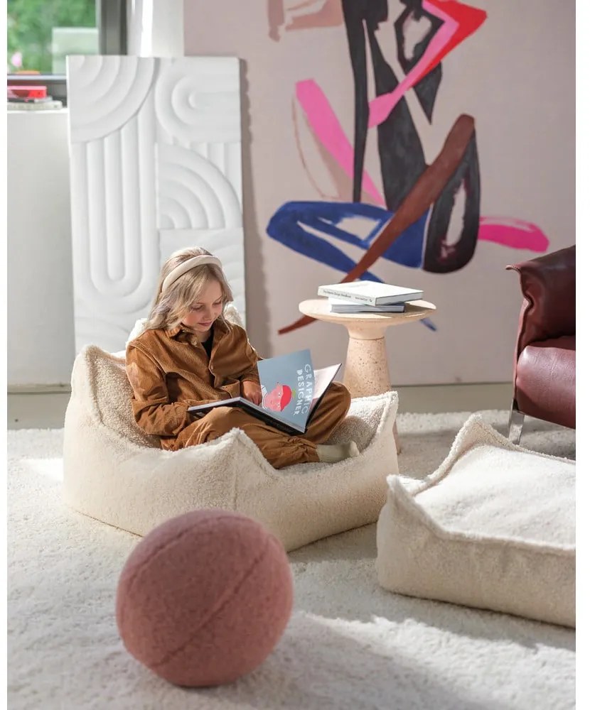 Krémszínű buklé gyerek babzsákfotel Square – Wigiwama