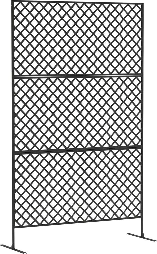 Outsunny 3-Panel Szobafal 122 x 198 cm Önálló Rács, 3-Panele Privátszűrő Képernyő Acélból, Kültéri Szobafal Privátszűrő Falpartíció Kerthez, Erkélyhez