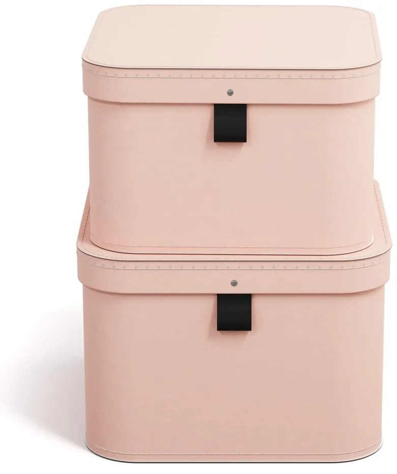 Rózsaszín fedeles karton tárolódoboz szett 2 db-os 28,5x28,5x19,5 cm Ludvig Paper Laminate – Bigso