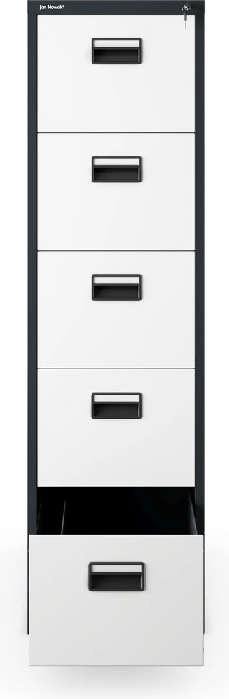 Fém iratszekrény 5 fiókkal, antracit-fehér, 460x1625.5x620 mm: SARA