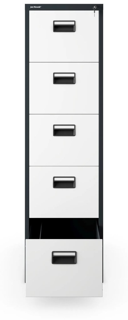 Fém irattartó szekrény, 5 fiókos SARA V5, 460 x 1630 x 620 mm, antracit-fehér