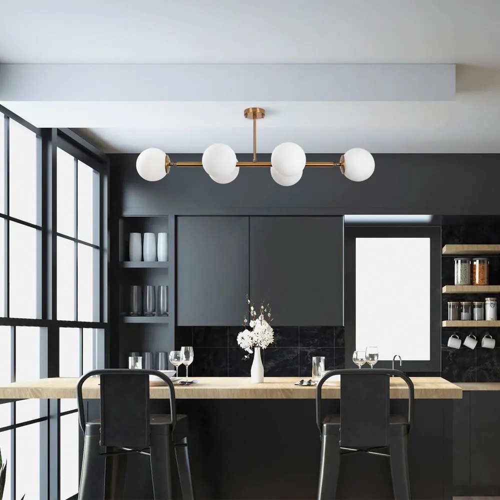 Fehér-aranyszínű mennyezeti lámpa üveg búrával 40x110 cm Fazli – Opviq lights