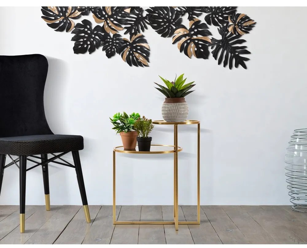 Fekete-aranyszínű kerek dohányzóasztal 40x50 cm - Mauro Ferretti