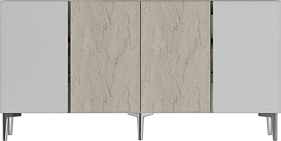 Poli 150 - White, Travertine, Silver