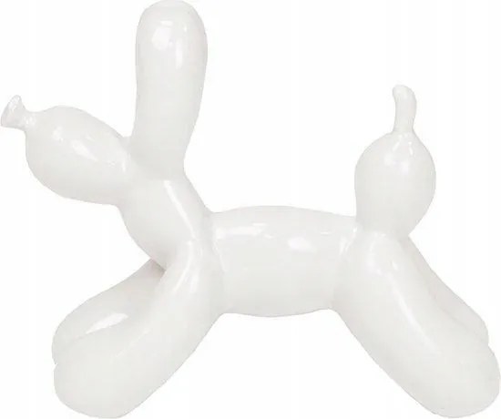 Figura fehér Léggömb Kutya magas fényű poliresin