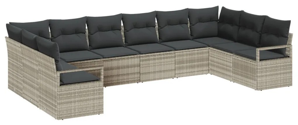 Kanapé Szett párnával 10 pcs Világosszürke polirattan