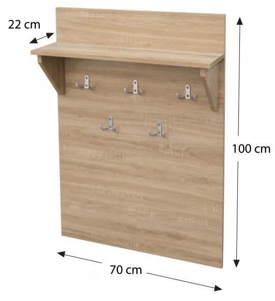 Gallo Előszoba fogas polccal Sonoma