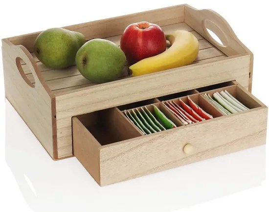 Tea tálaló tálca TEABOX 30x20 cm-es fiókkal
