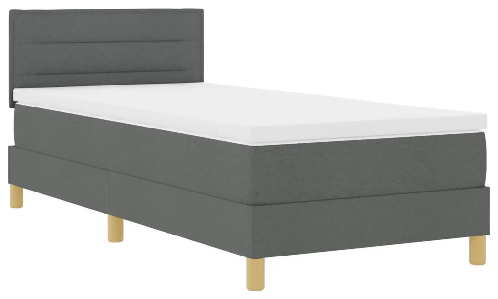 vidaXL LED Box Spring Ágy matracmal Sötétszürke 90 x 200 cm szövet