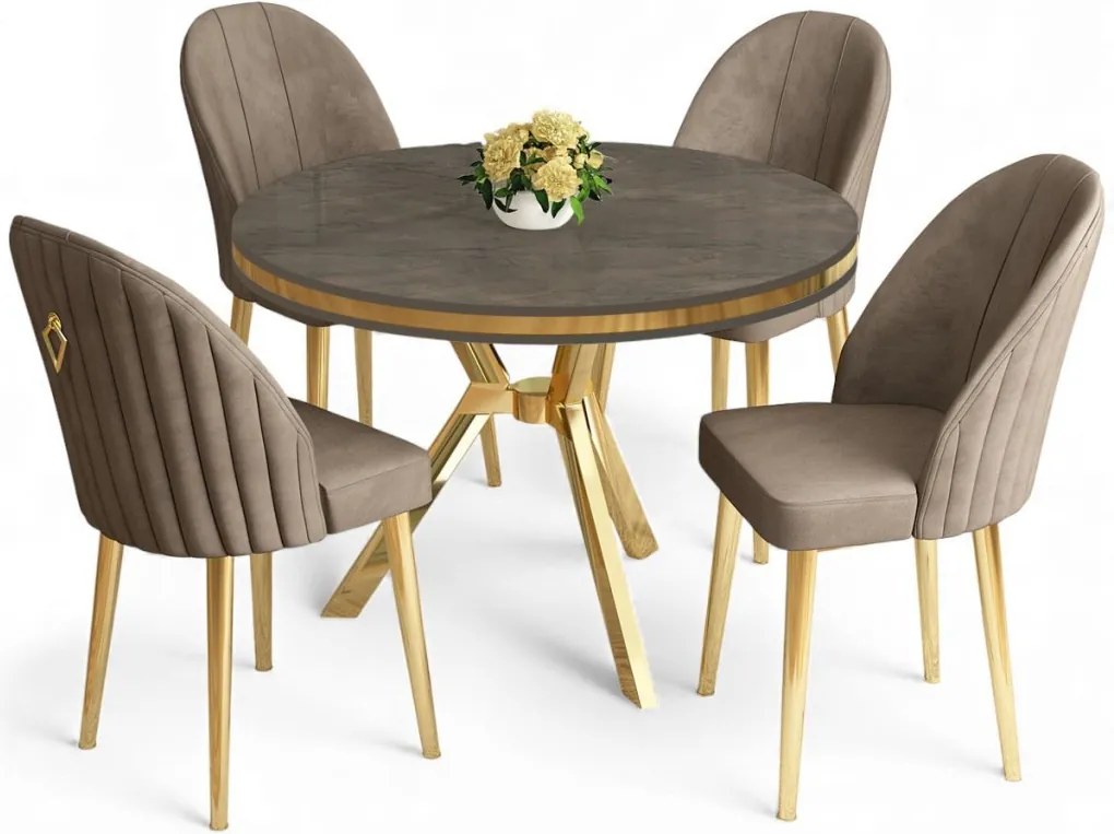 Mos étkezőgarnitúra, antracit-arany, 90 cm – TR240CHR2912