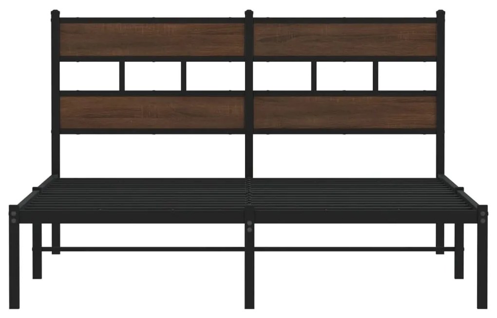 barna tölgy színű fejtámlás ágykeret matrac nélkül 140 x 190 cm