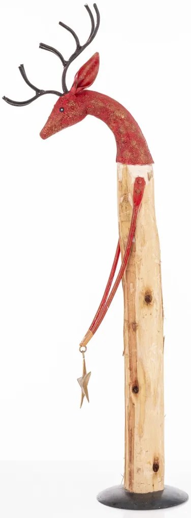 Jávorszarvas figura 45747-A fa, többszínű fém 60,5x11,5x20 cm