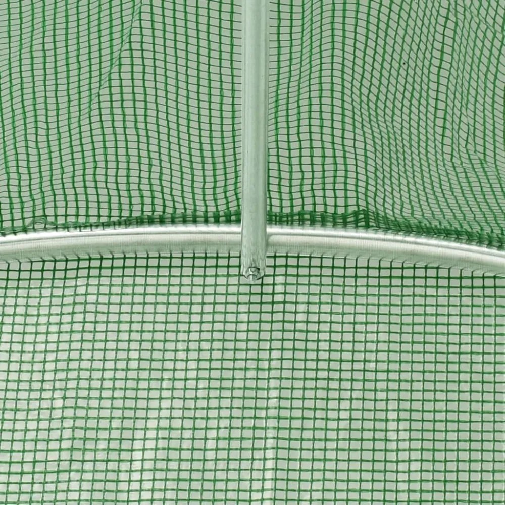 zöld acélvázas melegház 24 m² 6 x 4 x 2 m