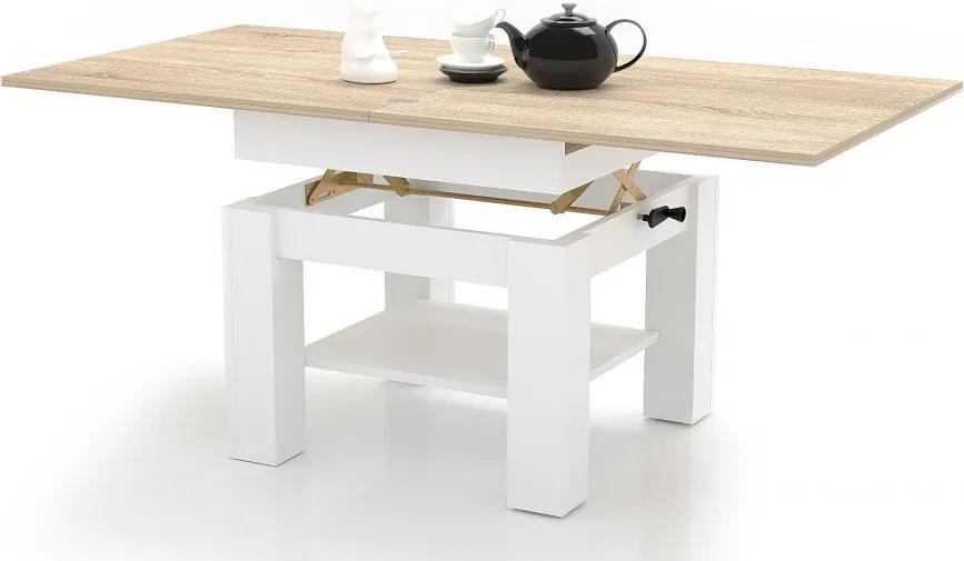 CASSINO LEXA Bővíthető/magasítható asztal Sonoma-fehér