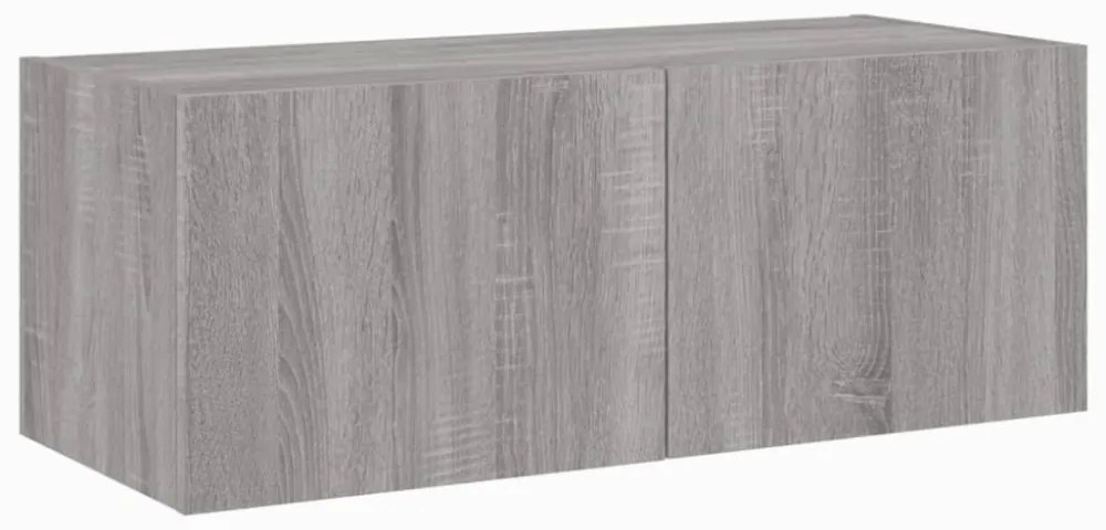 szürke sonoma színű fali TV-szekrény LED-del 80x35x31 cm