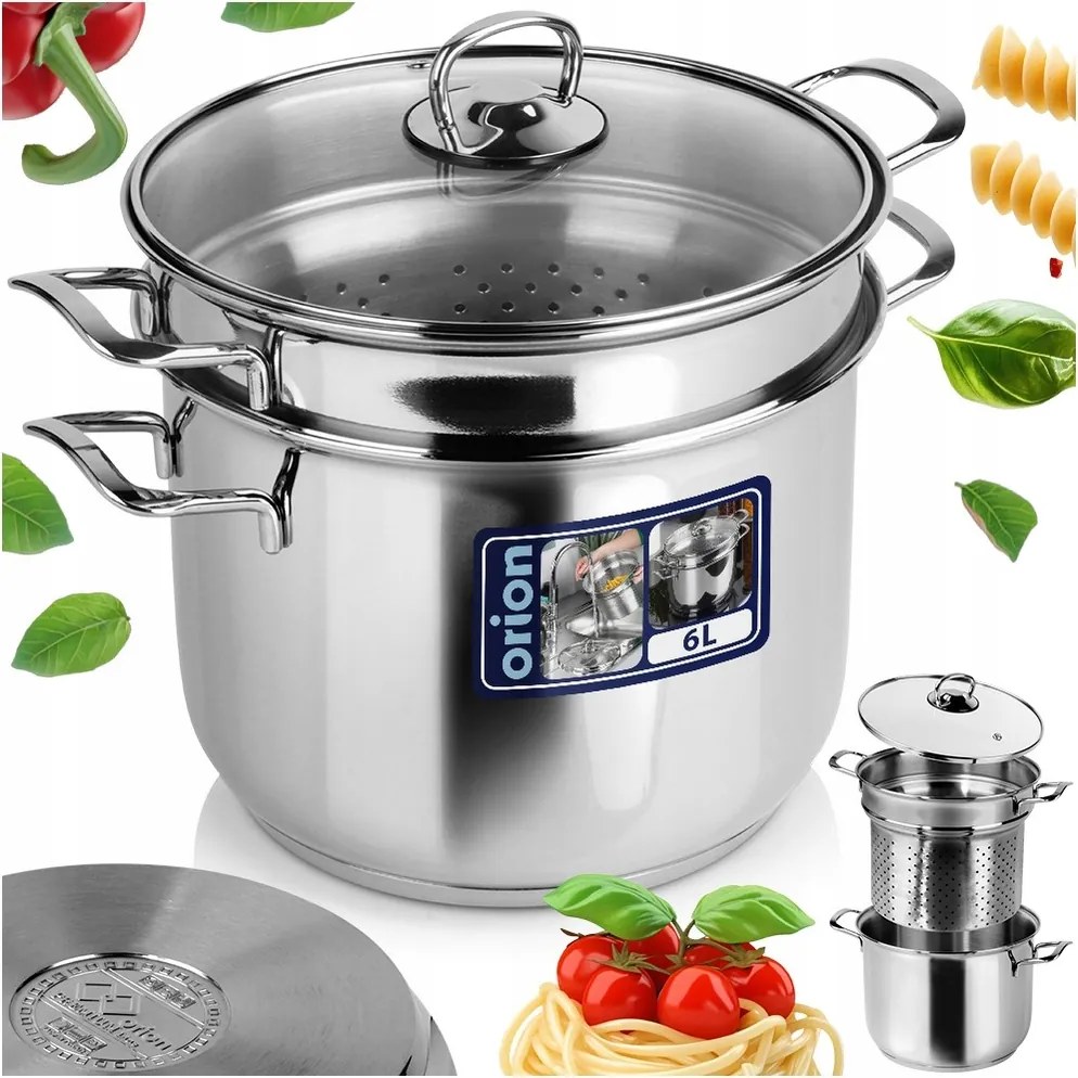 Zöldség-spárga Tészta Főzőedény mély szűrőbetéttel 6L