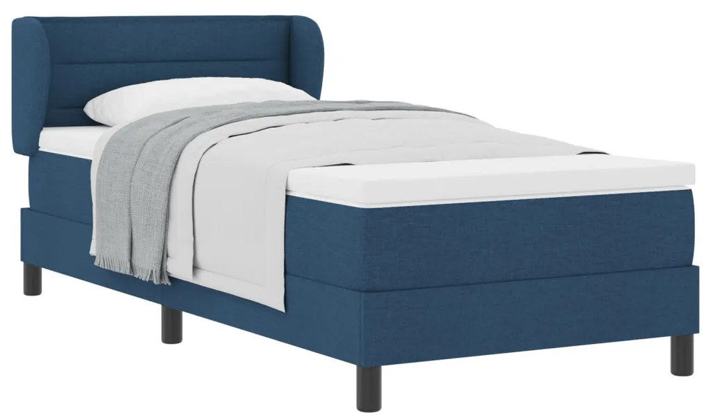 Boxspring Ágy Mattal Kék 90x190 cm Szövet