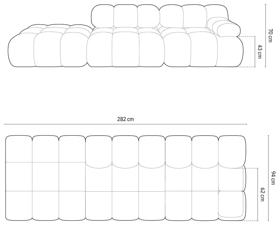 Zöld buklé moduláris kanapé 288 cm Bellis – Micadoni