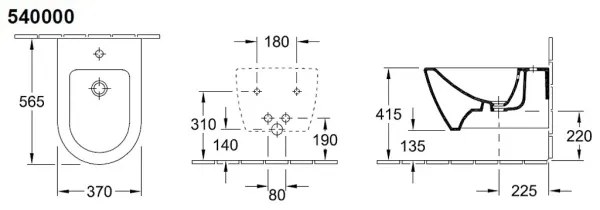 Villeroy & Boch 540000R1 - SUBWAY 2.0 függesztett bidé 37 x 56,5 cm, kerámia/fehér