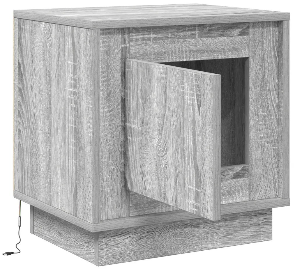 Éjjeli szekrények LED világítással 2 db Szürke Sonoma 44x34,5x45 cm
