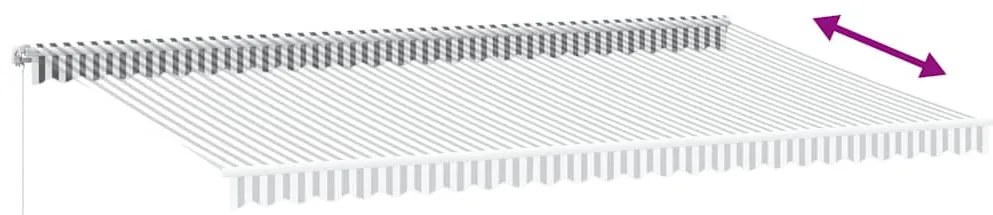 antracitszürke-fehér kézzel kihúzható napellenző 600 x 300 cm