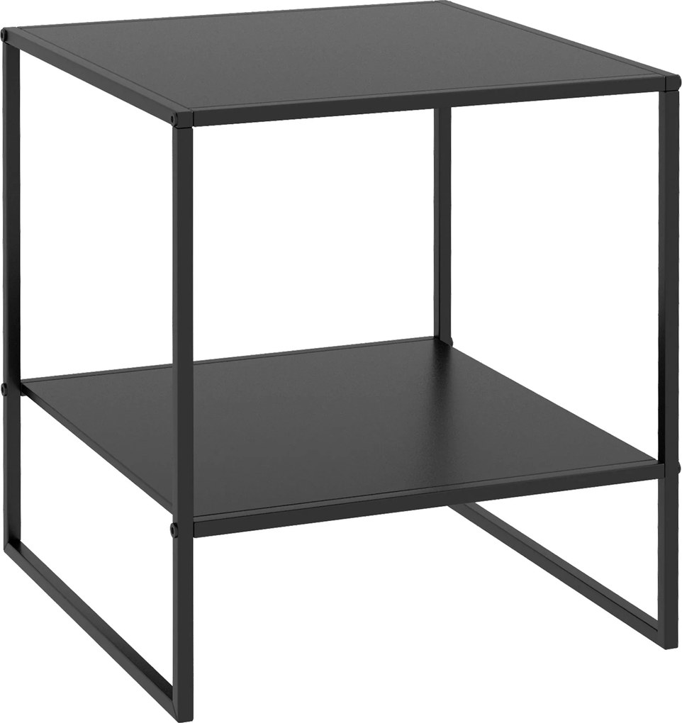 HOMCOM Oldalsóasztal Kávéfőzőasztal Tárhellyel, Acélvázas Kávéasztal, Éjjeli Szék a Nappaliba, Hálószobába, Fekete, 40 x 40 x 45 cm | Aosom