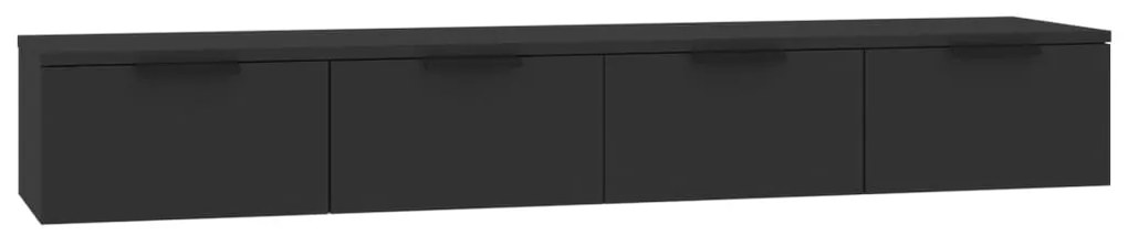 2 db fekete szerelt fa faliszekrény 68 x 30 x 20 cm