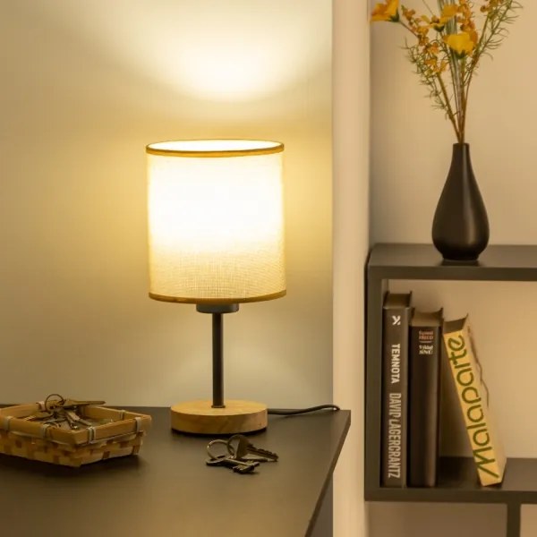 Brilagi - Asztali lámpa NUBILA WOOD 1xE27/25W/230V tölgy/világosbarna