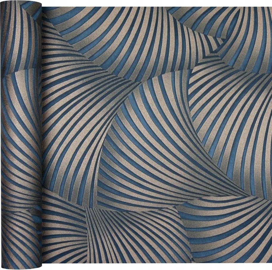 Geometrikus tapéta 3d hatással fém legyező vastag Vinil flizelin