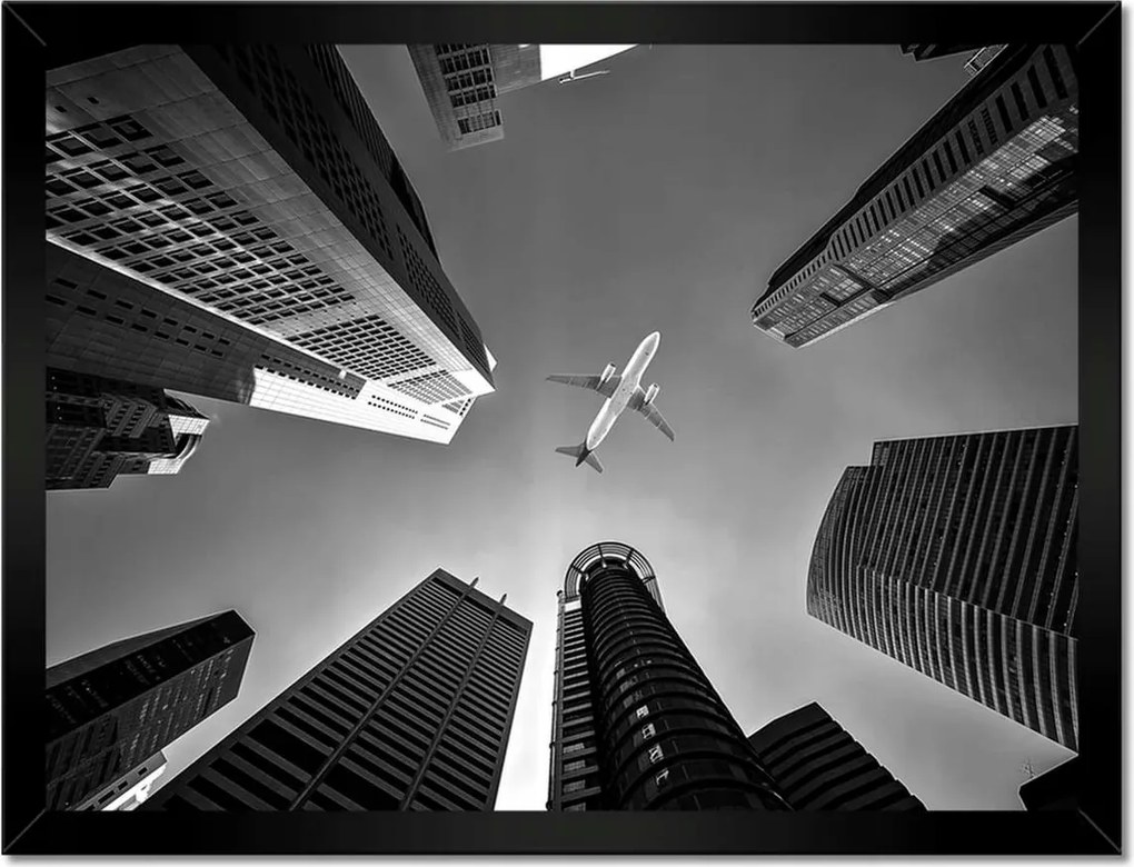 Poszterek keretben 40x30 Repülőgép a város felett