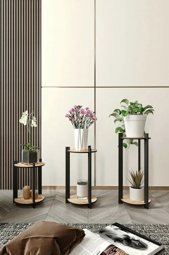 Virágállvány Flower Desk Round - Oak