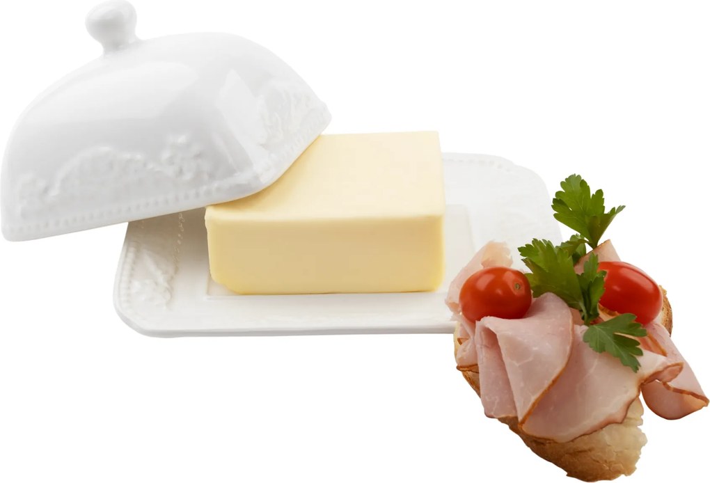 Vajtartó, fehér, kerámia, BUTTER HOME