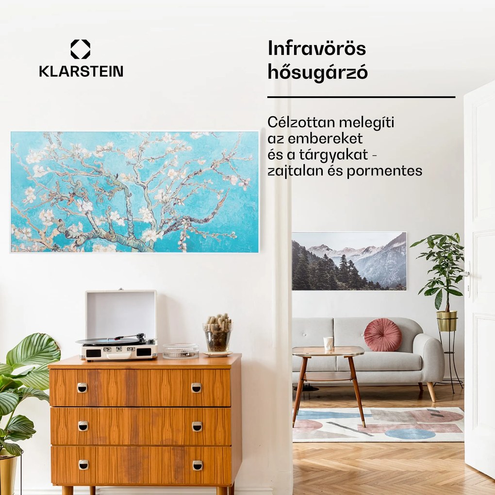 Klarstein Wonderwall Air Art Smart, infravörös hősugárzó, 120 x 60 cm, 700 W, alkalmazás, mandulavirág