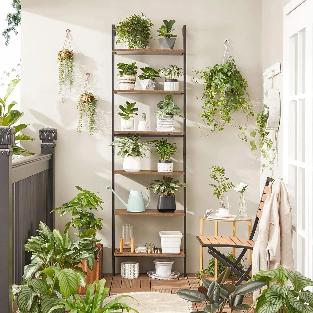 Polcos állvány TAYLOR 6 polc, 204,8x60 cm, rusztikus barna