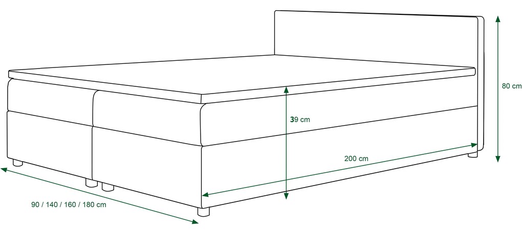 Franciaágy Boxspring 140 cm Linda (minta + sötétbarna) (matraccal és tárolóhellyel). 1046622
