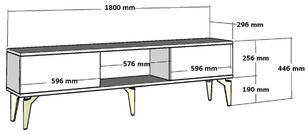 TV asztal/szekrény Vadiki 2 (fehér + arany) . 1095403