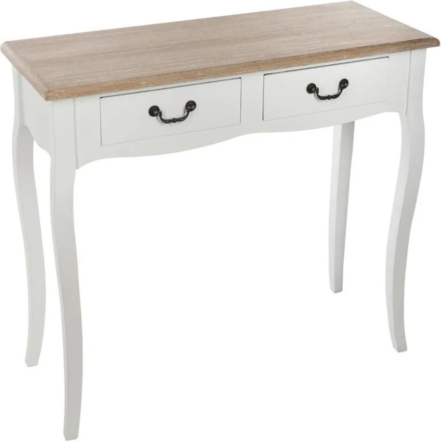 Vintage stílusú konzolasztal, 2 fiókkal, fehér - VENISE