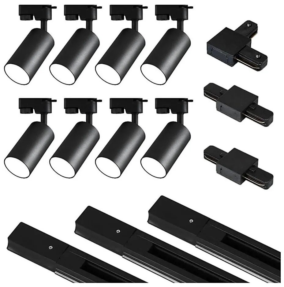 MAXLED Spotlámpa sínrendszerrel 8xGU10/25W/230V fekete MX0228