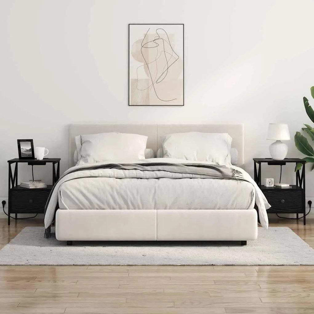 vidaXL Éjjeliszekrény 2 pcs Fekete tölgy 41,5 x 40,5 x 55 cm Faanyag