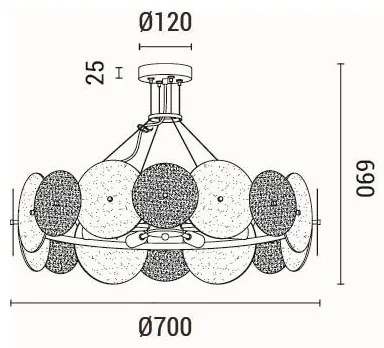 Csillár zsinóron 8xE14/40W/230V