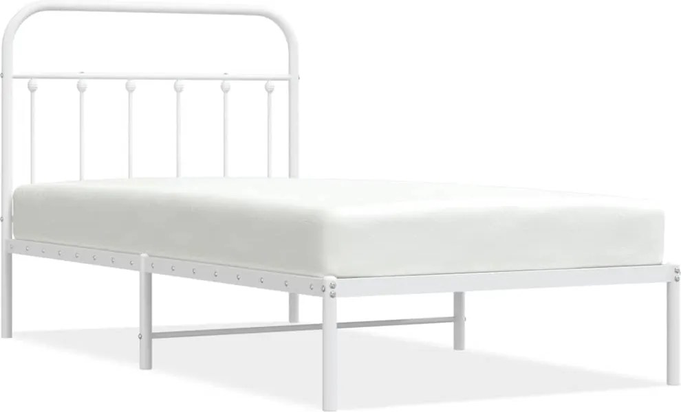 vidaXL fehér fém ágykeret fejtámlával 100x190 cm