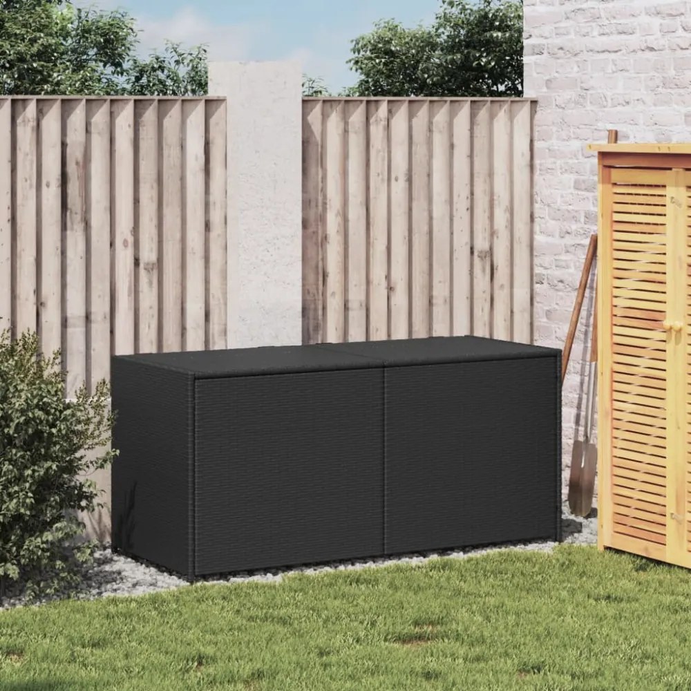 fekete polyrattan kerti tárolóláda 283 L