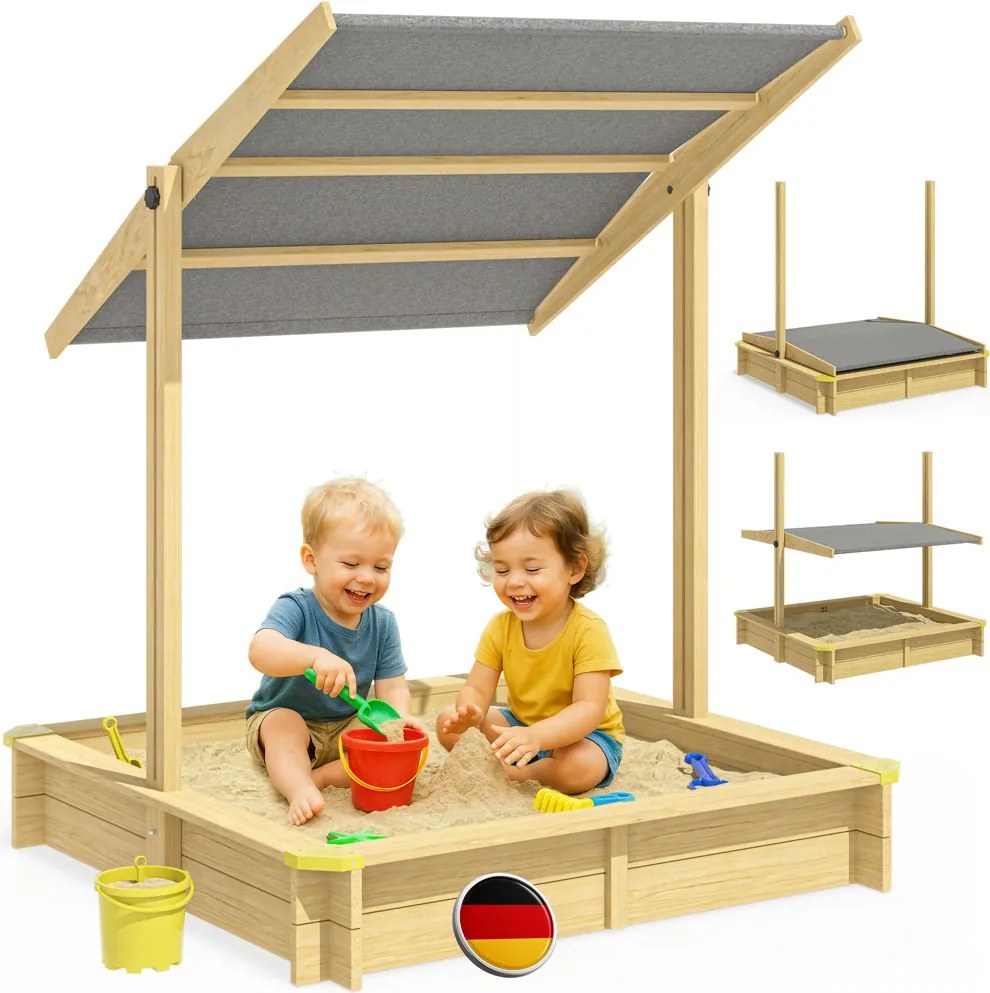 SANDY homokozó tetővel, lucfenyő, 120x120x120 cm Jurhan