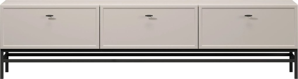 Lorini fiókos TV szekrény 200 cm - kasmír / fekete T-bar fogantyúk / keret
